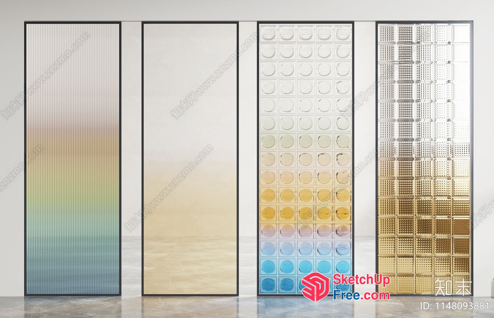 Glass Brick Partition Wall 3D SketchUp File