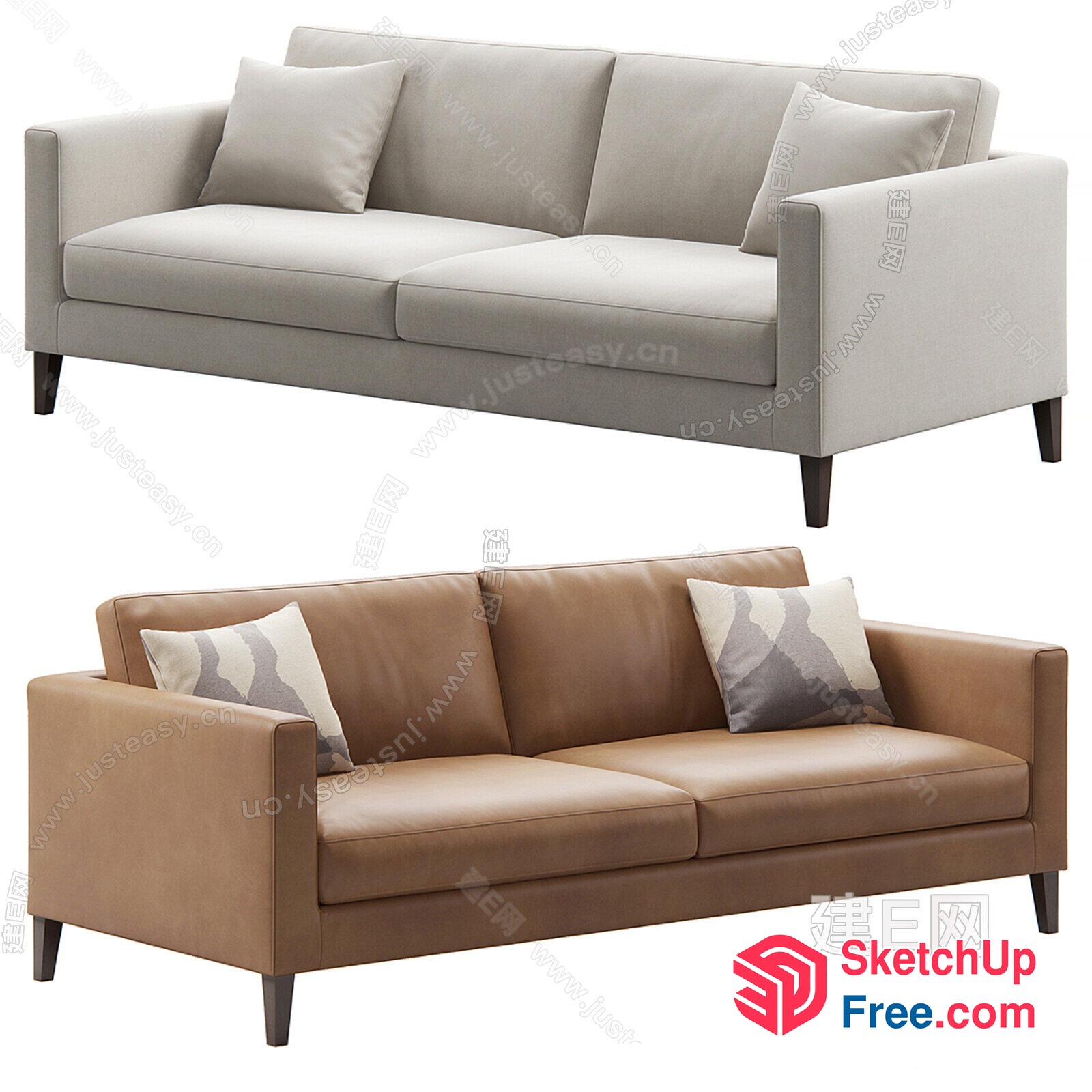 Modern Sofa Designs In Creamy And Brown Styles 3D SketchUp File