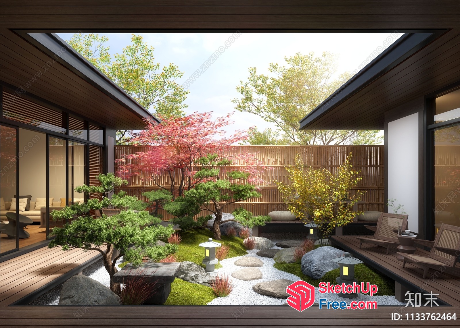 Serene Japanese Courtyard Oasis 3D SketchUp File