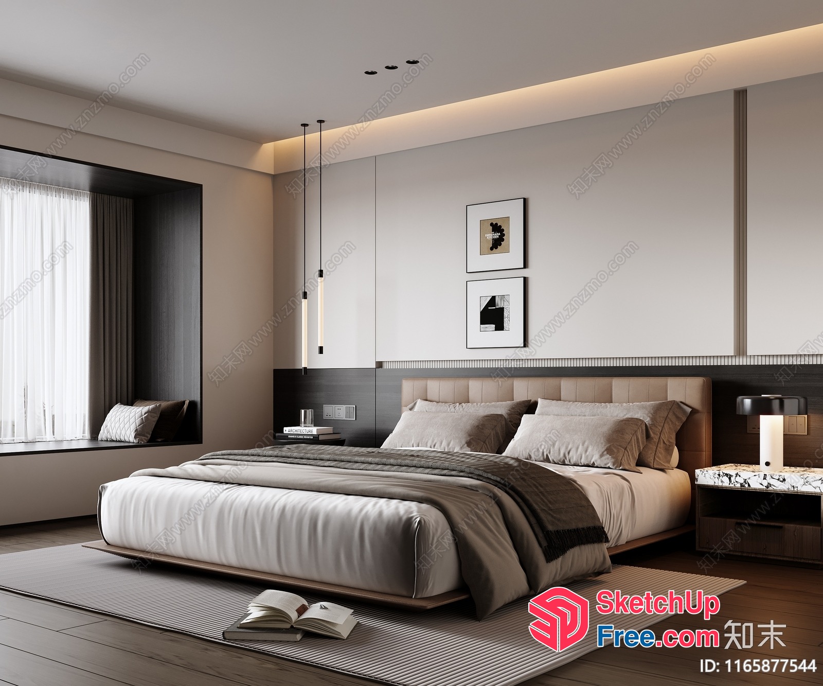 Modern Minimalist Bedroom With Sleek Furniture And Neutral Color Scheme 3D SketchUp File