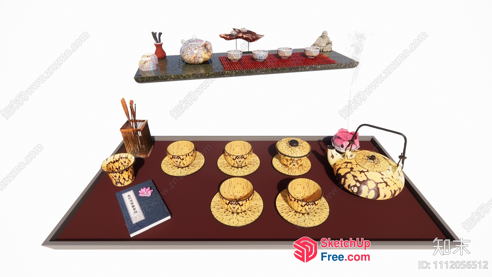 Traditional Japanese Tea Set And Accessories 3D SketchUp File