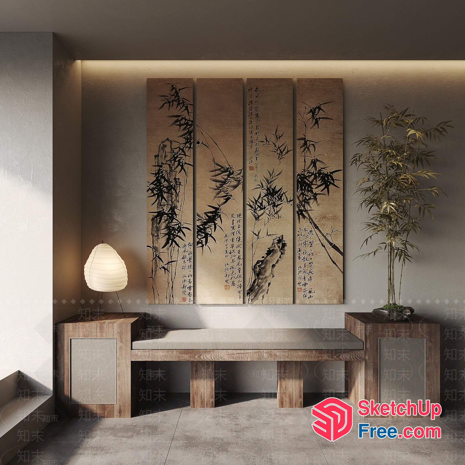 Asian-Inspired Bamboo Decor 3D SketchUp File