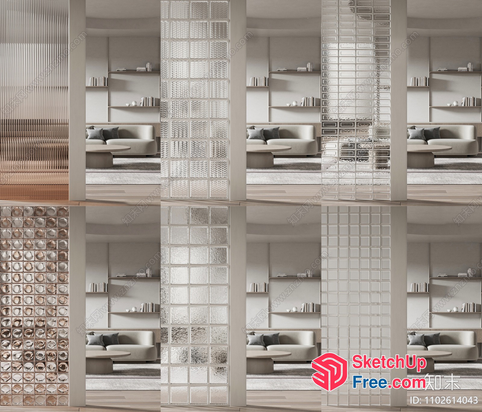 Modern Glass Block Room Divider 3D SketchUp File