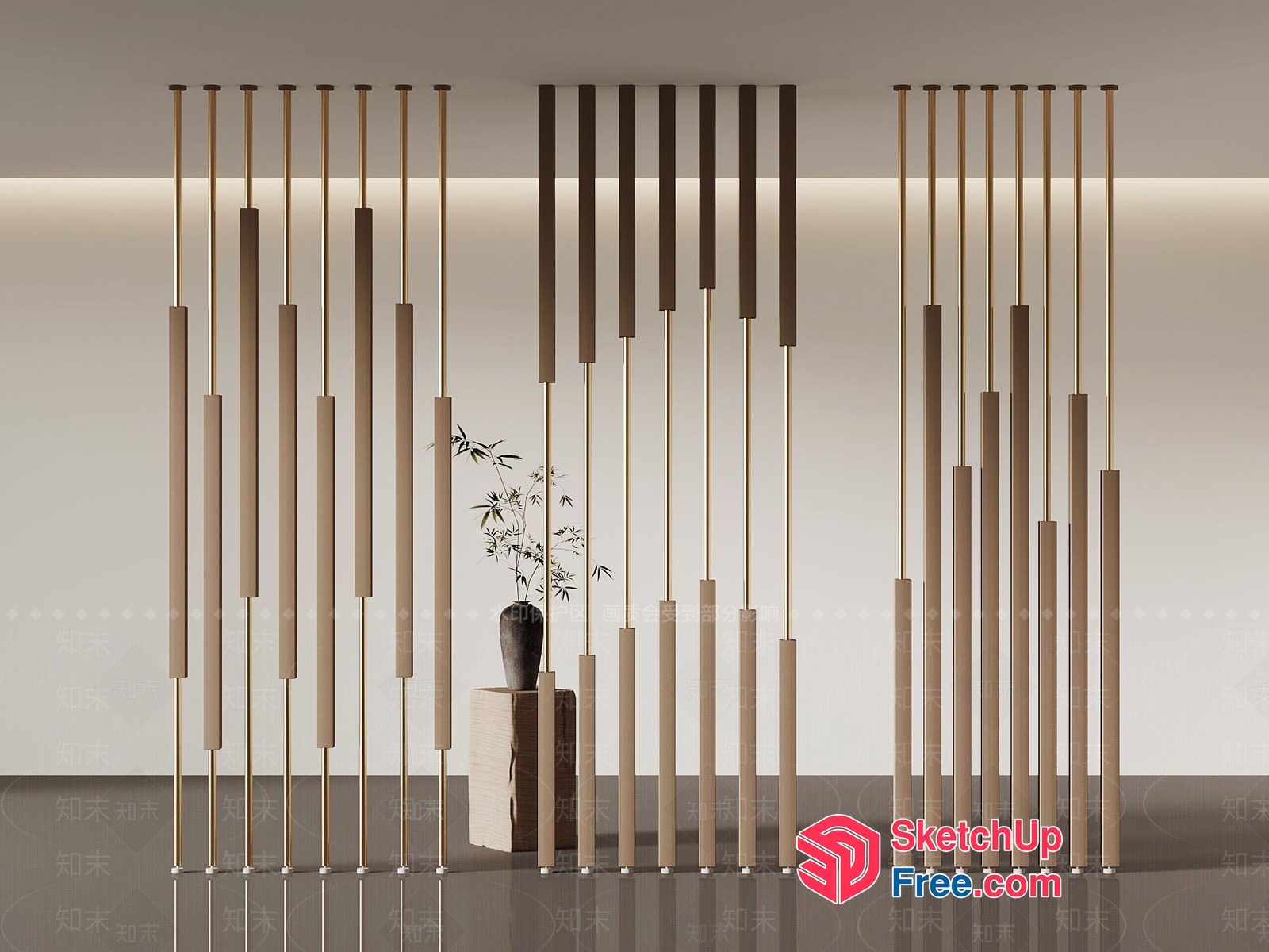 Partition Screen With Hanging Plant Decor 3D SketchUp File