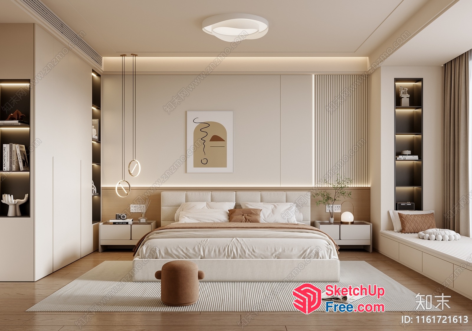 Minimalist Scandinavian Bedroom With Neutral Colors 3D SketchUp File