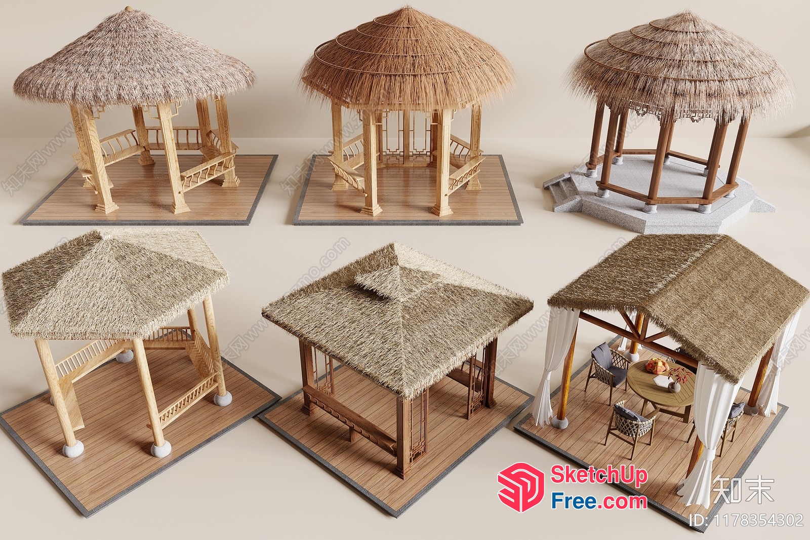 Wooden And Straw Hut Models 3D SketchUp File