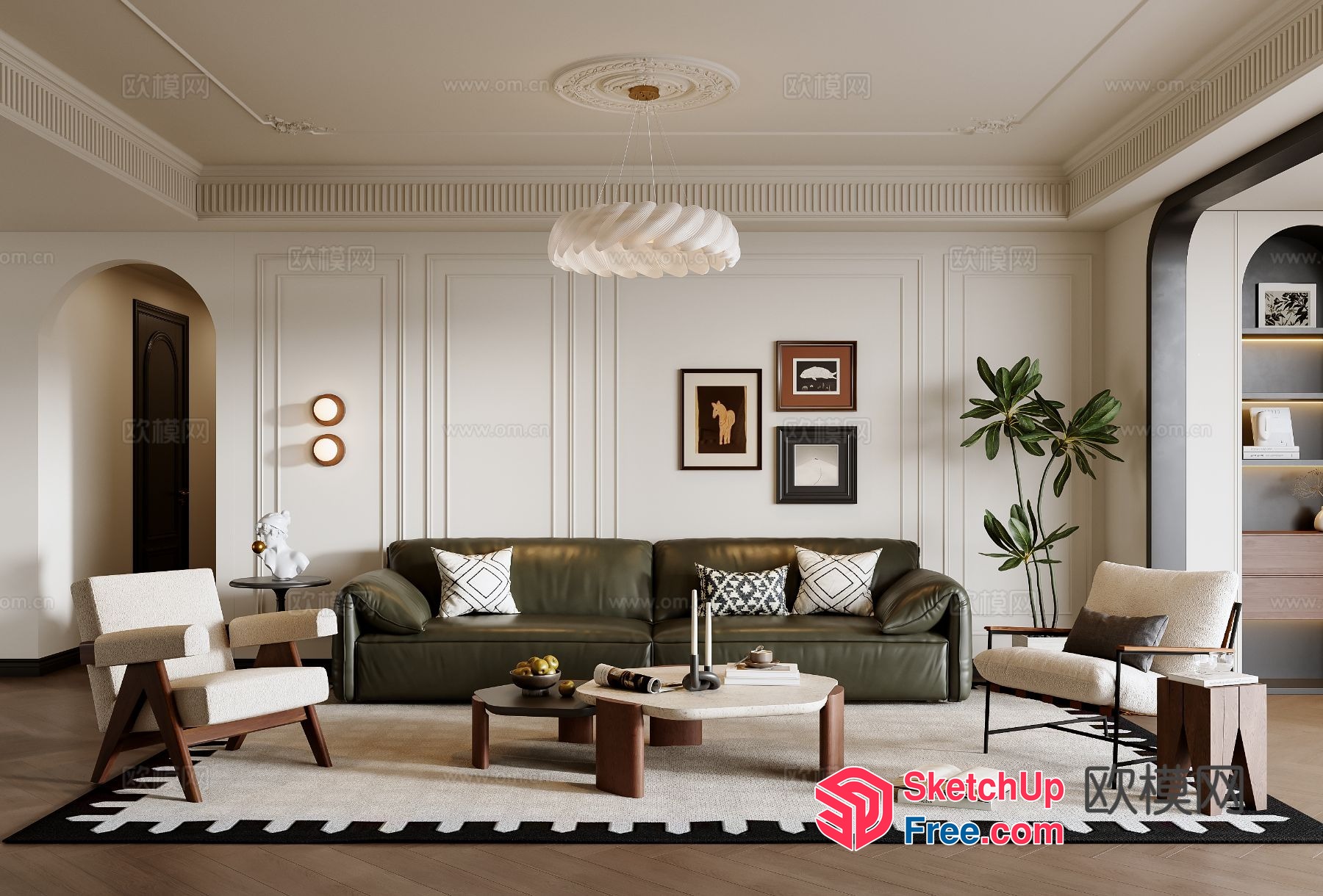Elegant And Sophisticated Living Room Design 3D SketchUp File