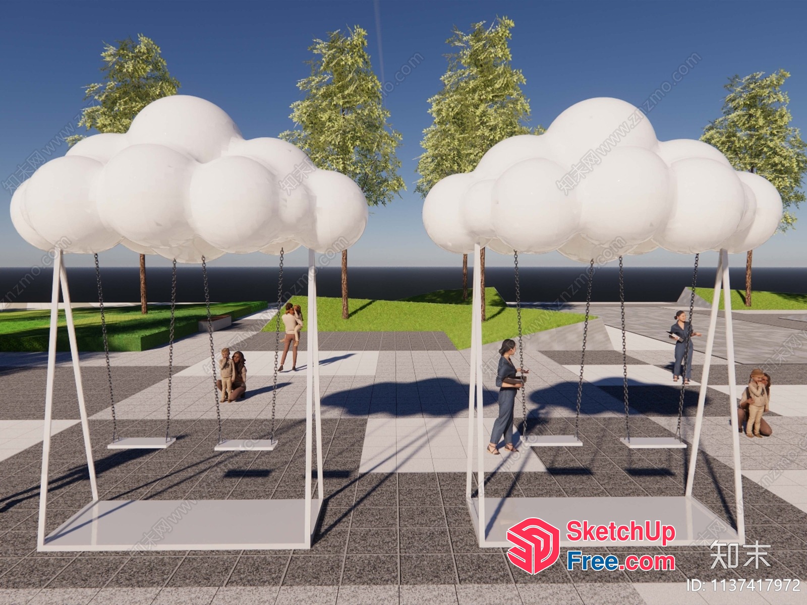 Cloudy Outdoor Swing Set 3D SketchUp File
