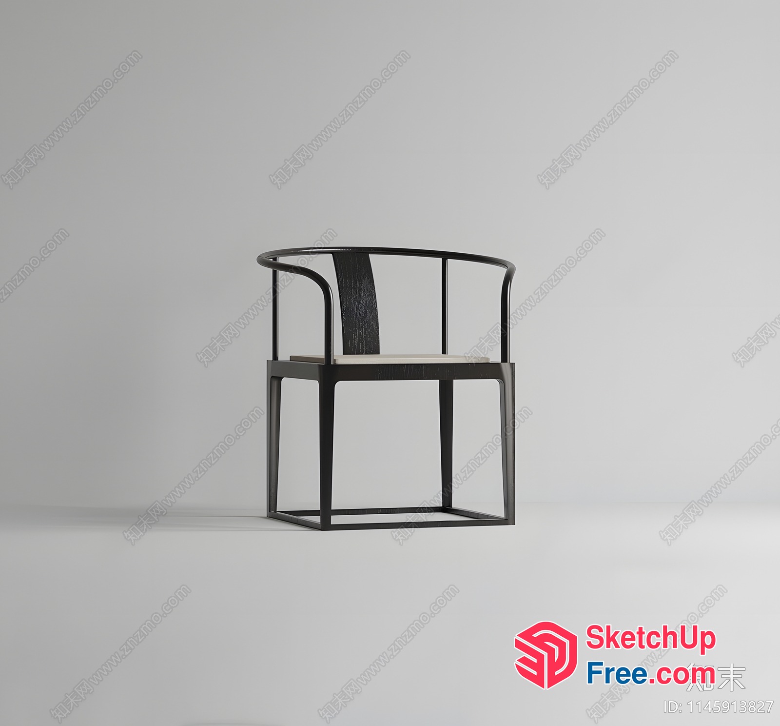 Minimalist Style Black Metal Frame Chair 3D SketchUp File