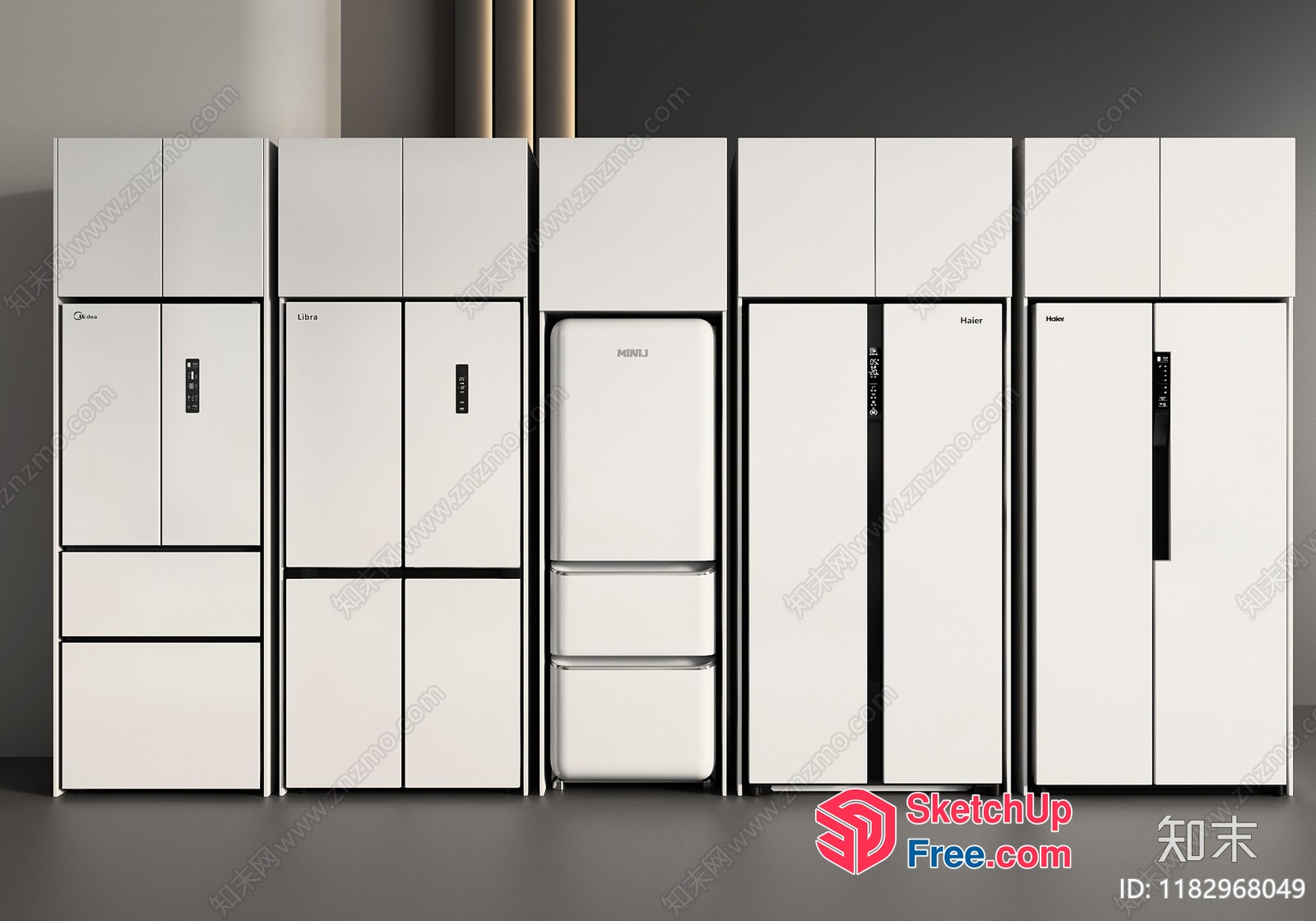 Refrigerators And Freezers In A Modern Kitchen 3D SketchUp File