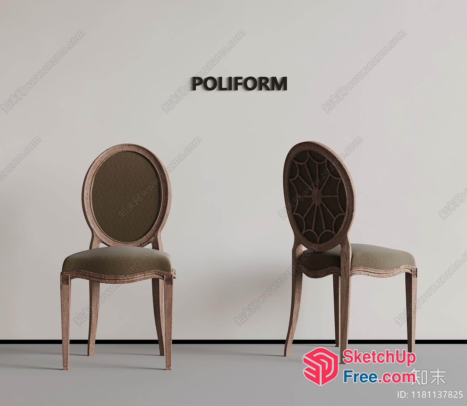 Classic European Style Oval Back Chairs 3D SketchUp File