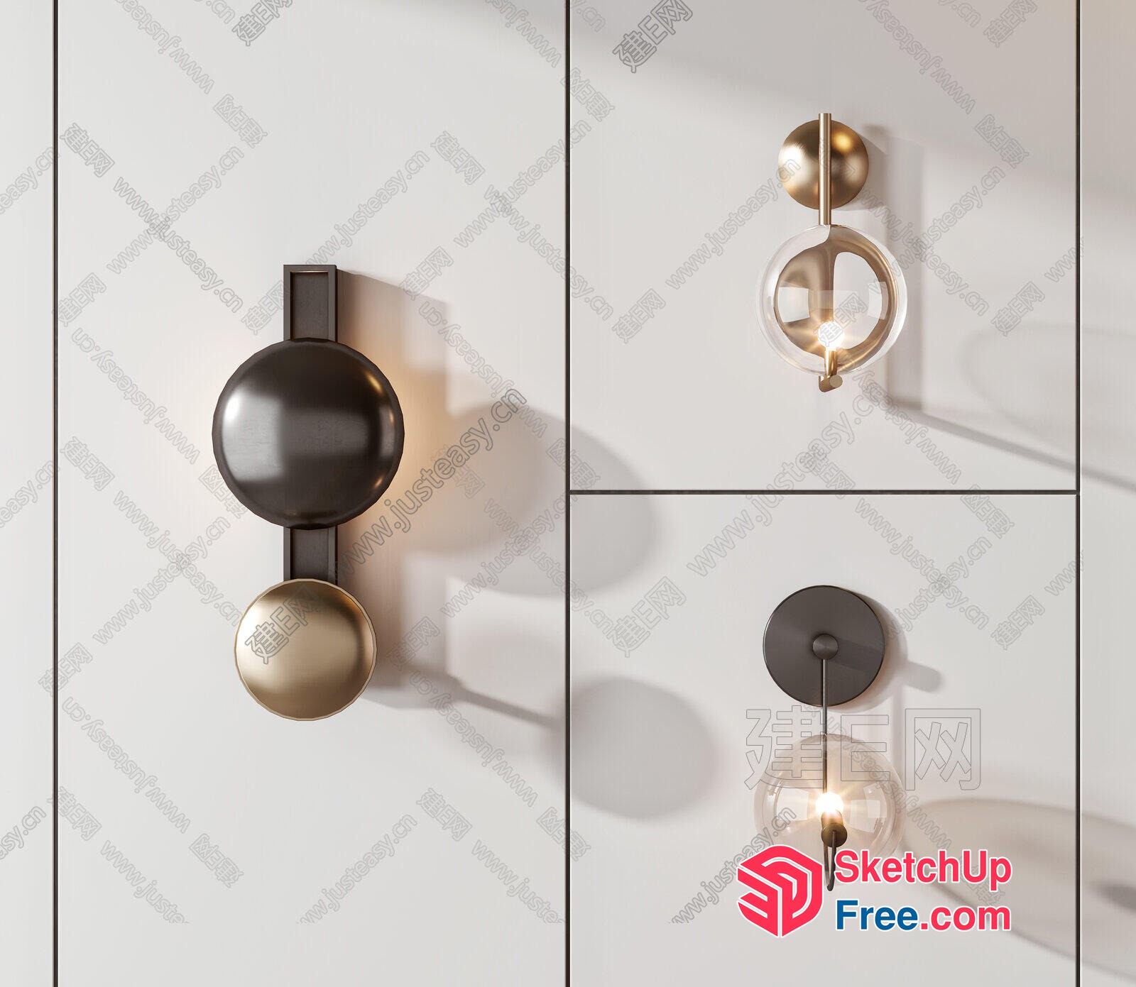 Contemporary Minimalist Wall Sconces With Glass And Metal Accents 3D SketchUp File