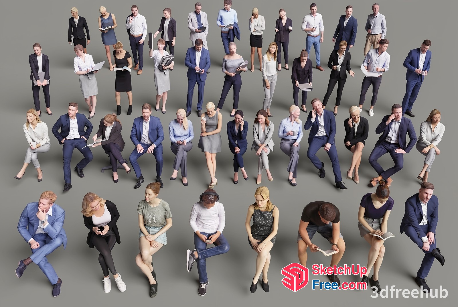 3D Models Of People In Various Poses And Attire 3D SketchUp File