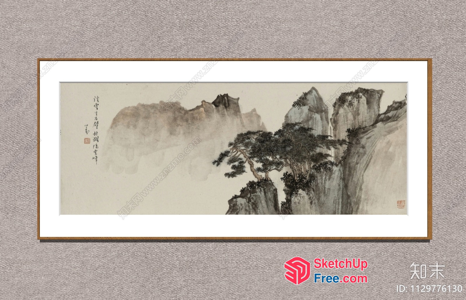 Mountainous Landscape With Tree And Rocks 3D SketchUp File