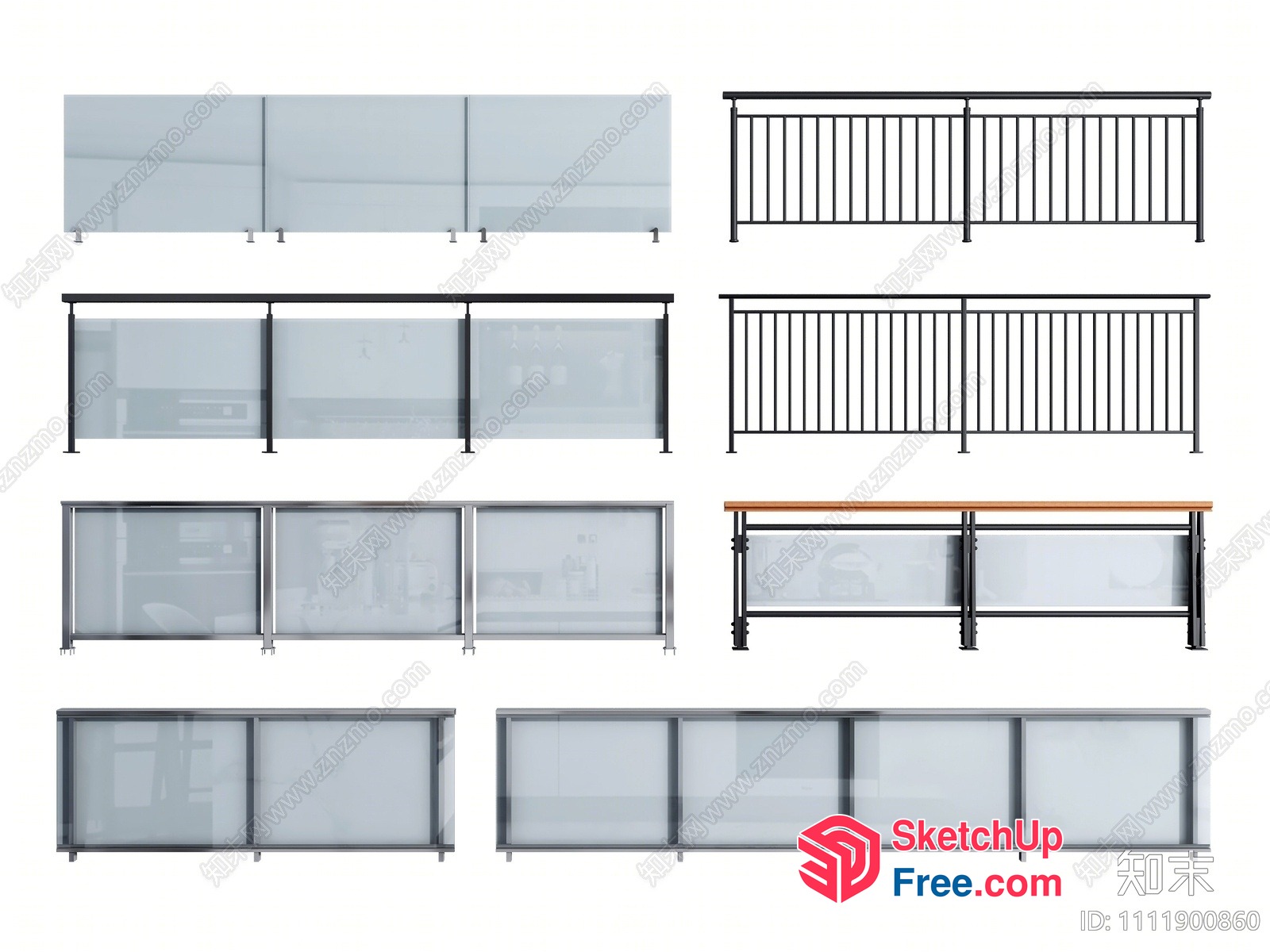 Metal Railing And Glass Panel Interior Design Elements 3D SketchUp File
