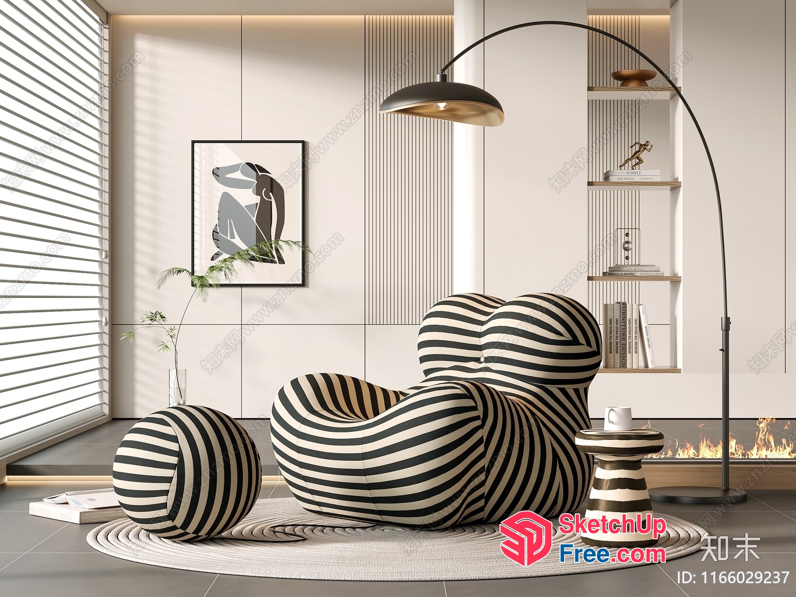 Modern Minimalist Striped Furniture Collection 3D SketchUp File