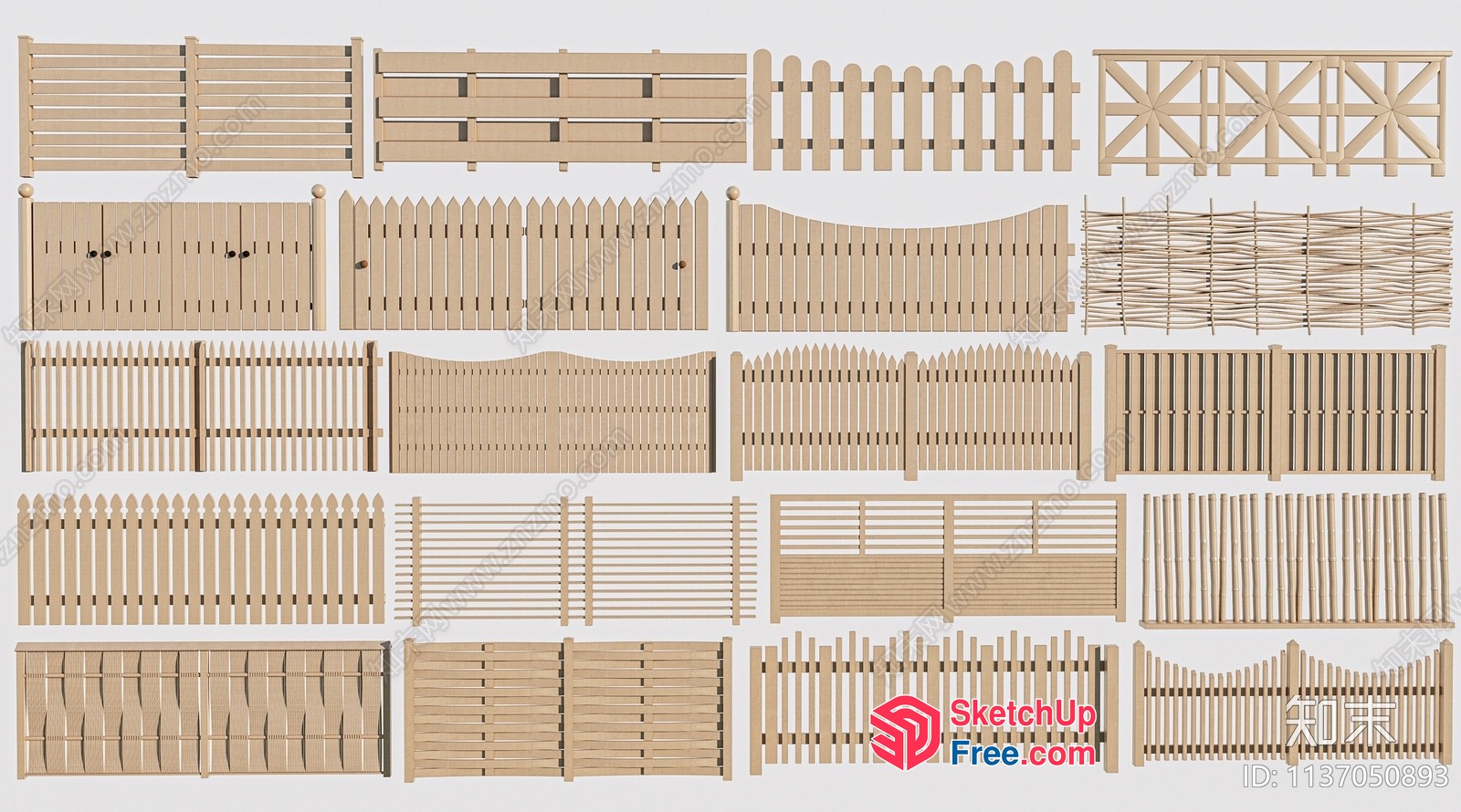 Various Wooden Fences 3D SketchUp File
