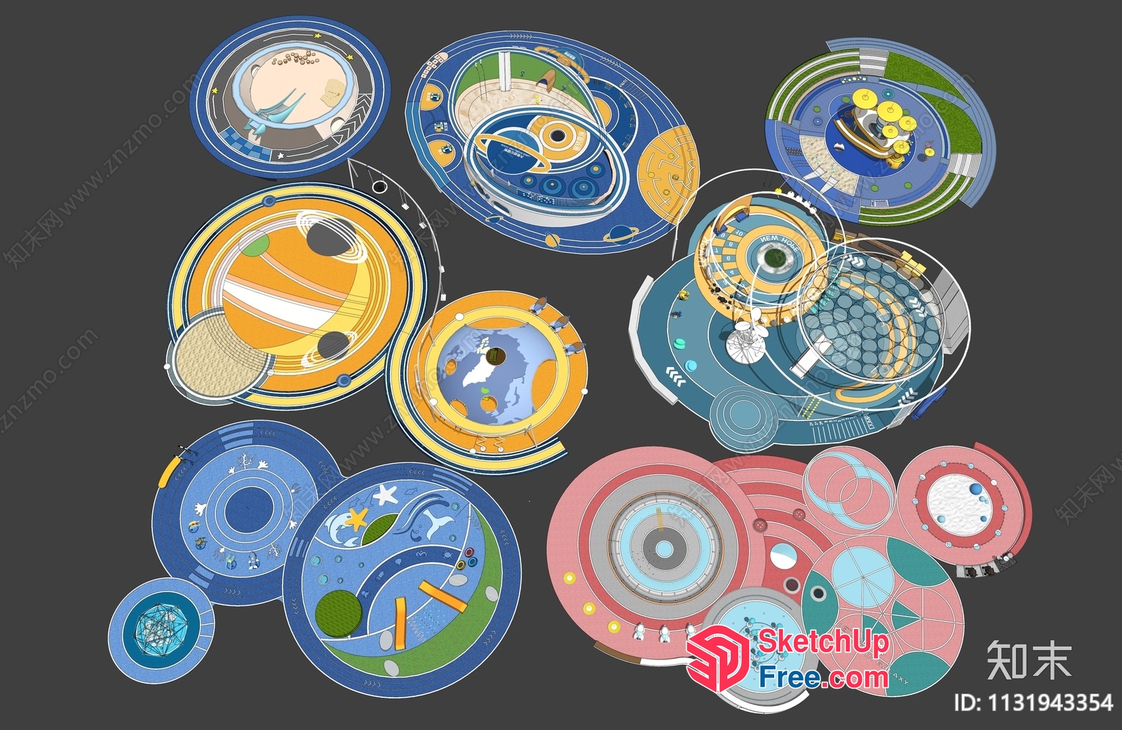Abstract Colorful Circular Patterns With Geometric Shapes And Lines 3D SketchUp File