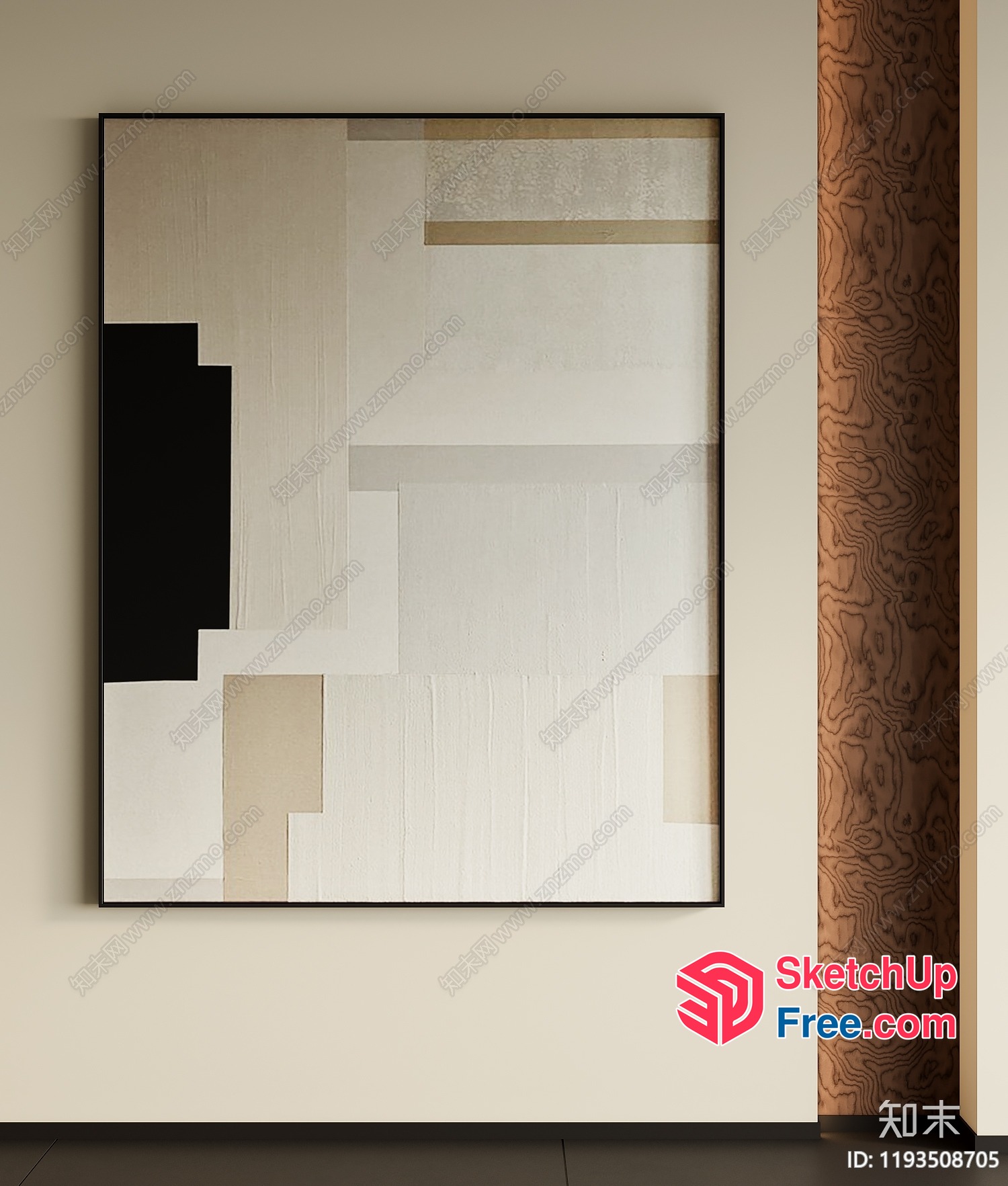 Minimalist White And Brown Art Piece 3D SketchUp File