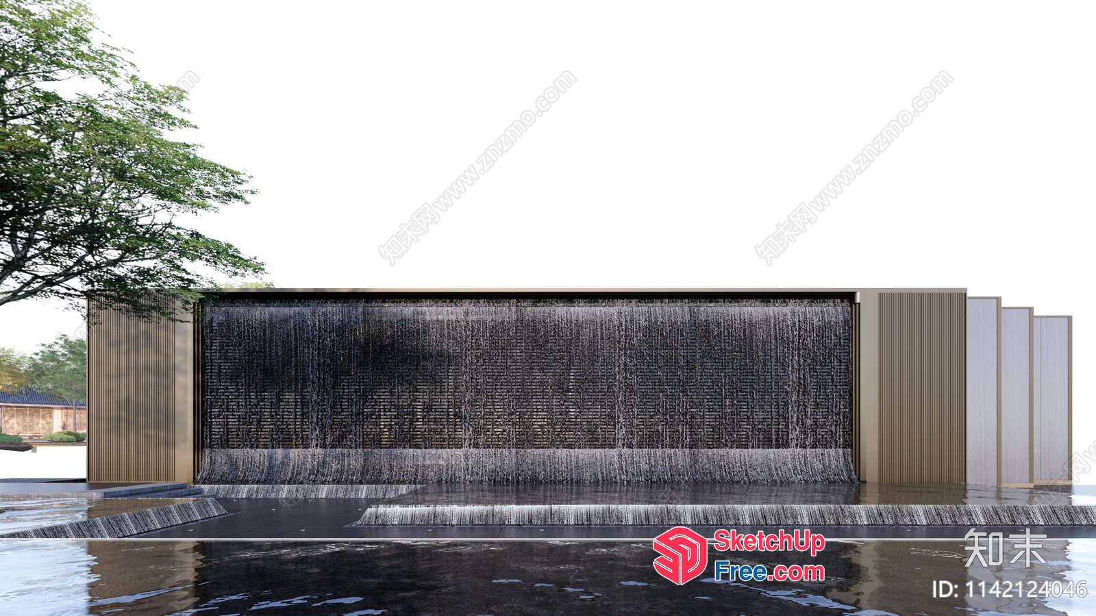 Waterfall Wall Feature 3D SketchUp File