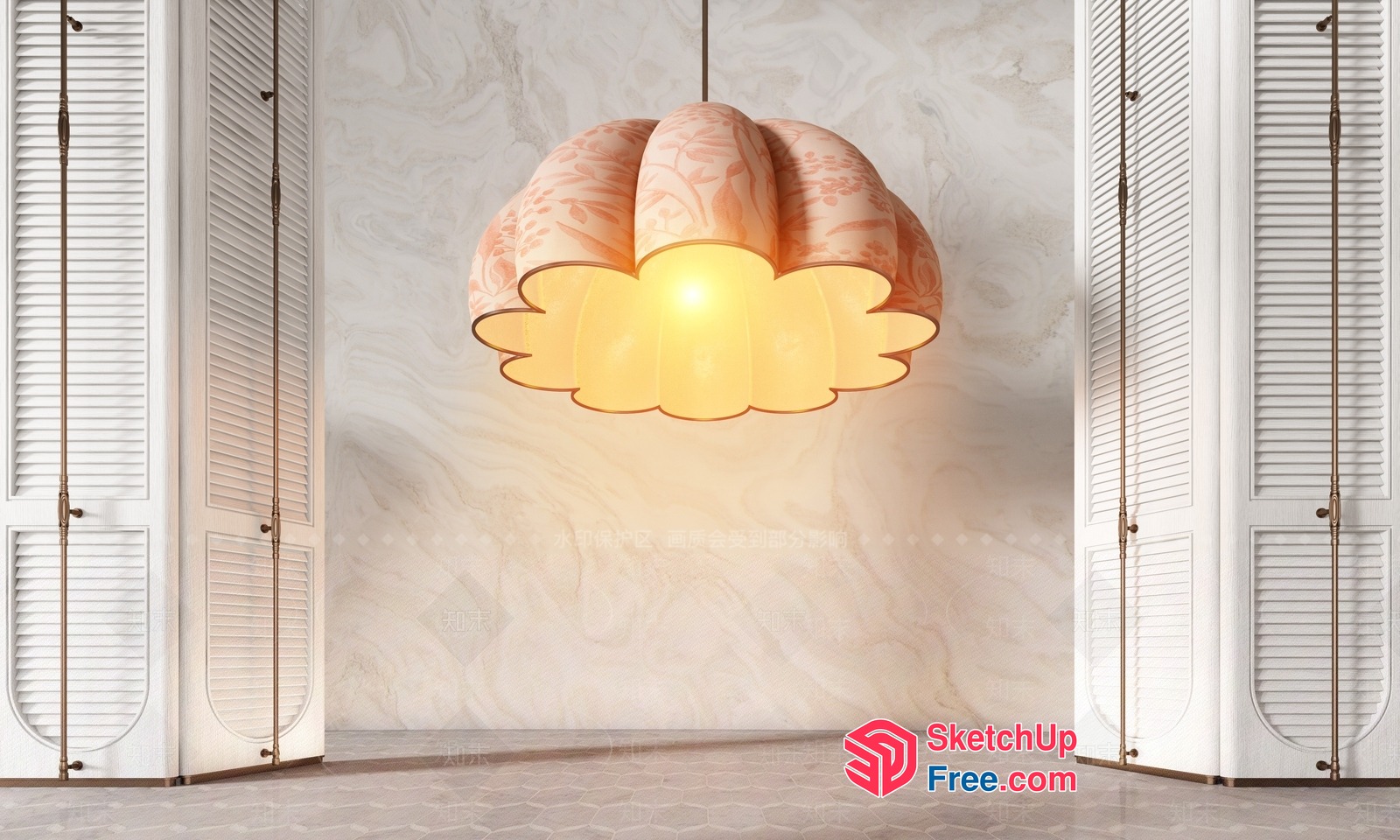 Elegant Hanging Lamp With Floral Pattern And Soft Lighting 3D SketchUp File