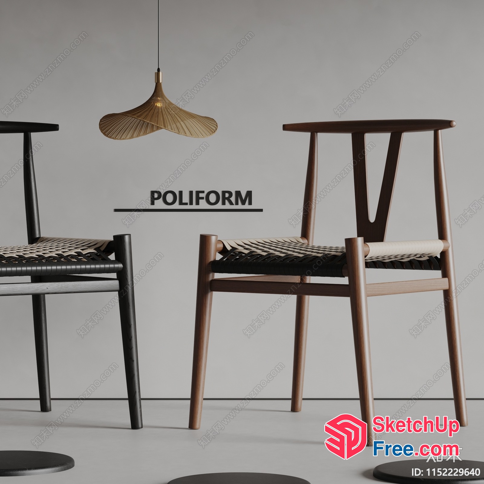 Modern Minimalist Dining Room Furniture Set 3D SketchUp File