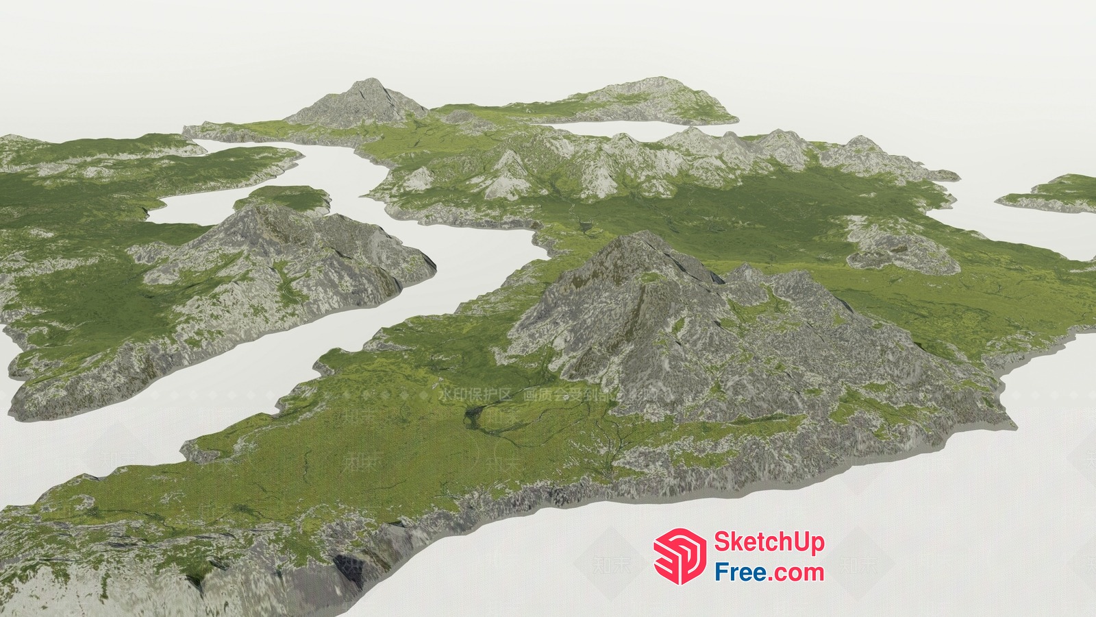 Serene Mountain Landscape 3D SketchUp File