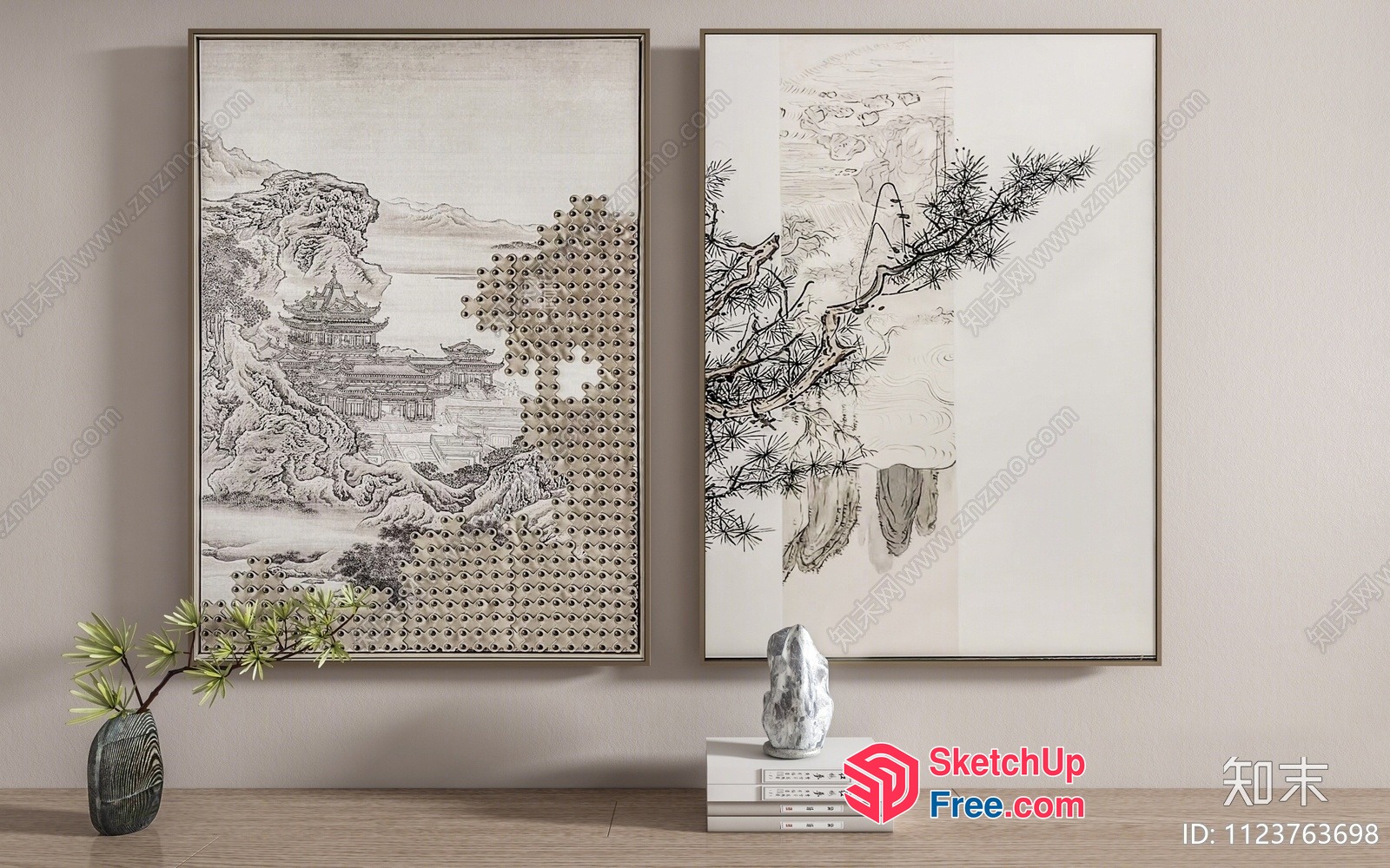 Minimalist Japanese Decorative Wall Art 3D SketchUp File