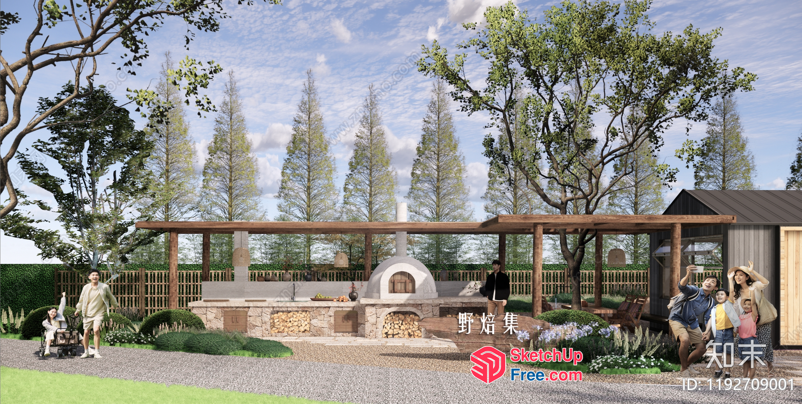Outdoor Pizza Oven And Seating Area 3D SketchUp File