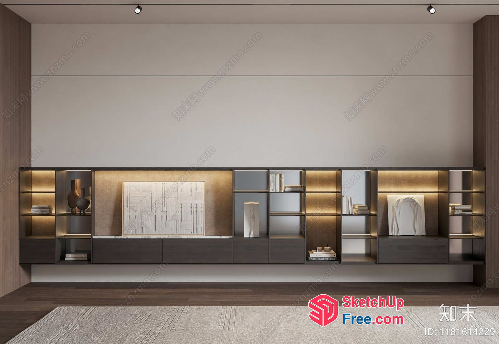 Modern Minimalist Shelf Unit With Ambient Lighting 3D SketchUp File