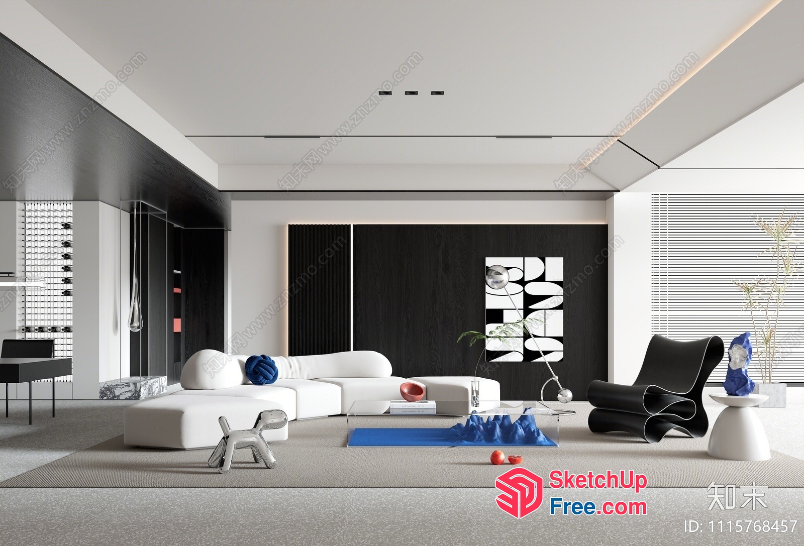 Modern Minimalist Living Room With Sleek Furniture And Neutral Tones 3D SketchUp File