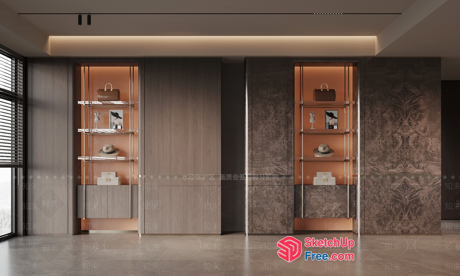 Modern Luxury Display Cabinet And Shelving Unit 3D SketchUp File