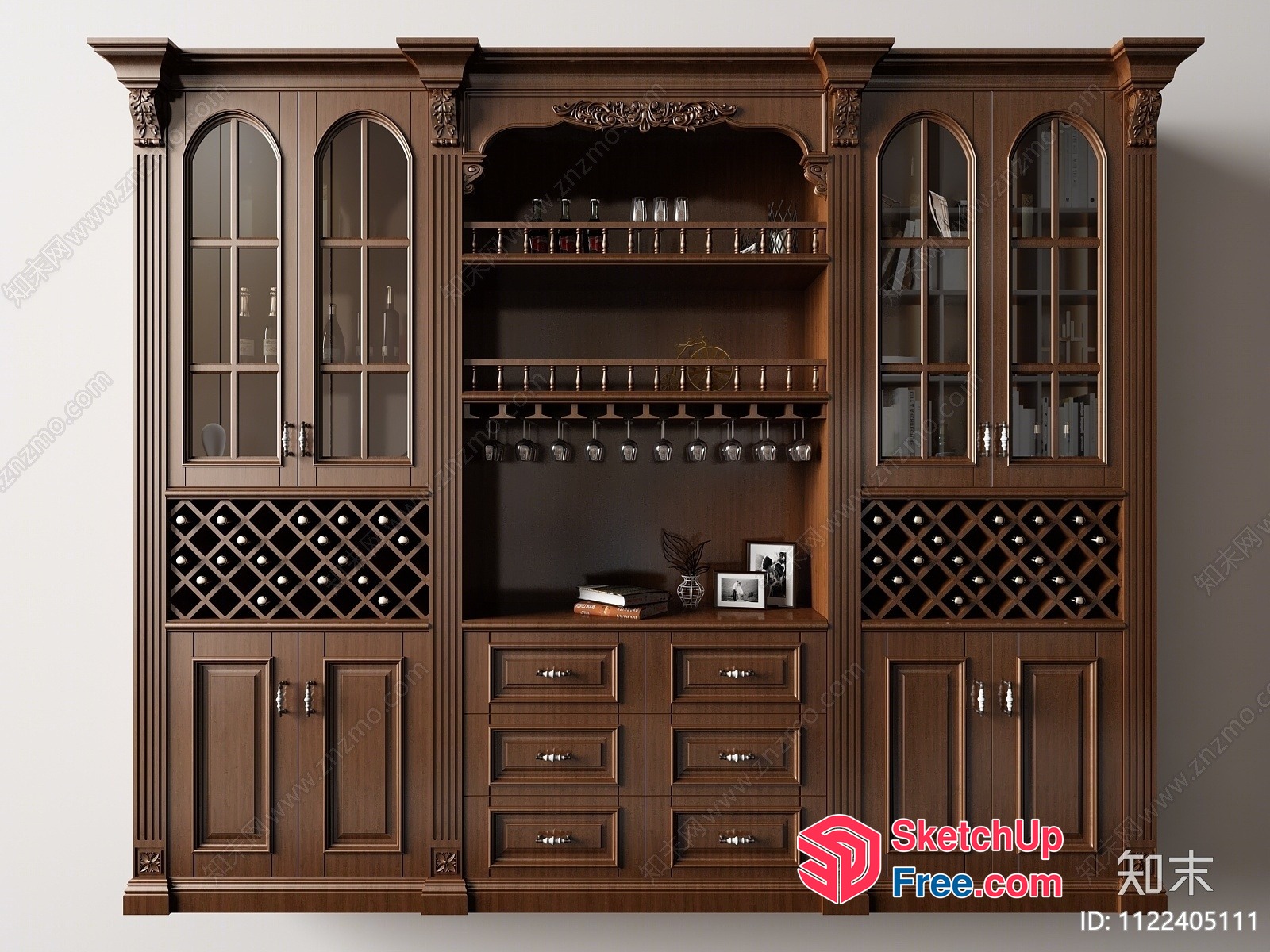 Luxury Wine Cabinet With Storage 3D SketchUp File