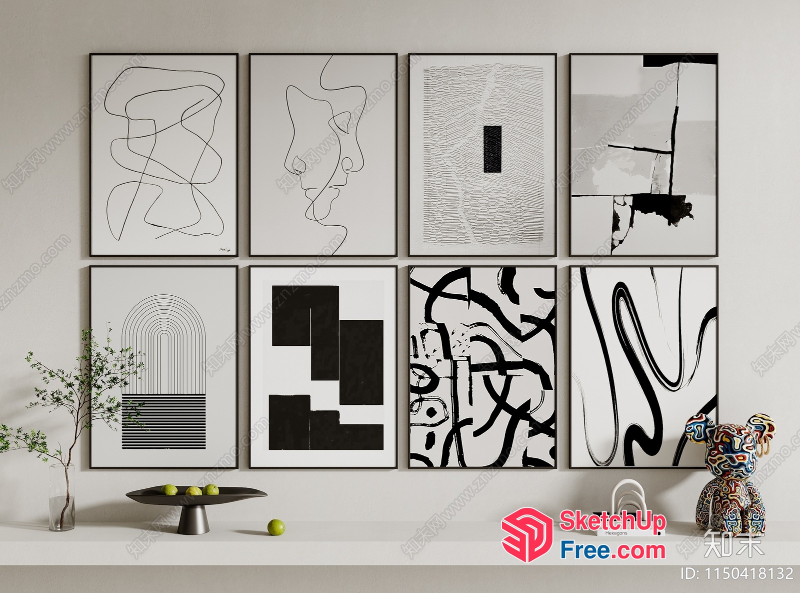 Minimalist Abstract Art Collection 3D SketchUp File