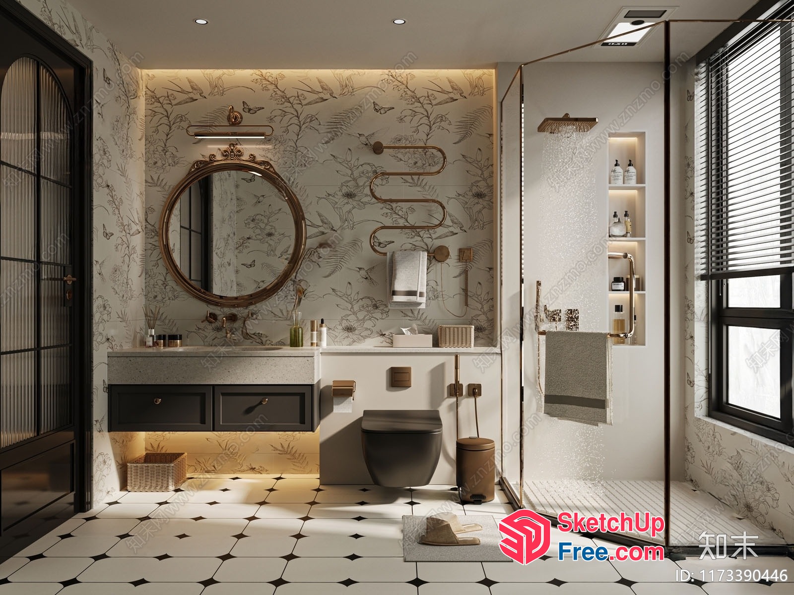 Elegant And Sophisticated Bathroom Design 3D SketchUp File