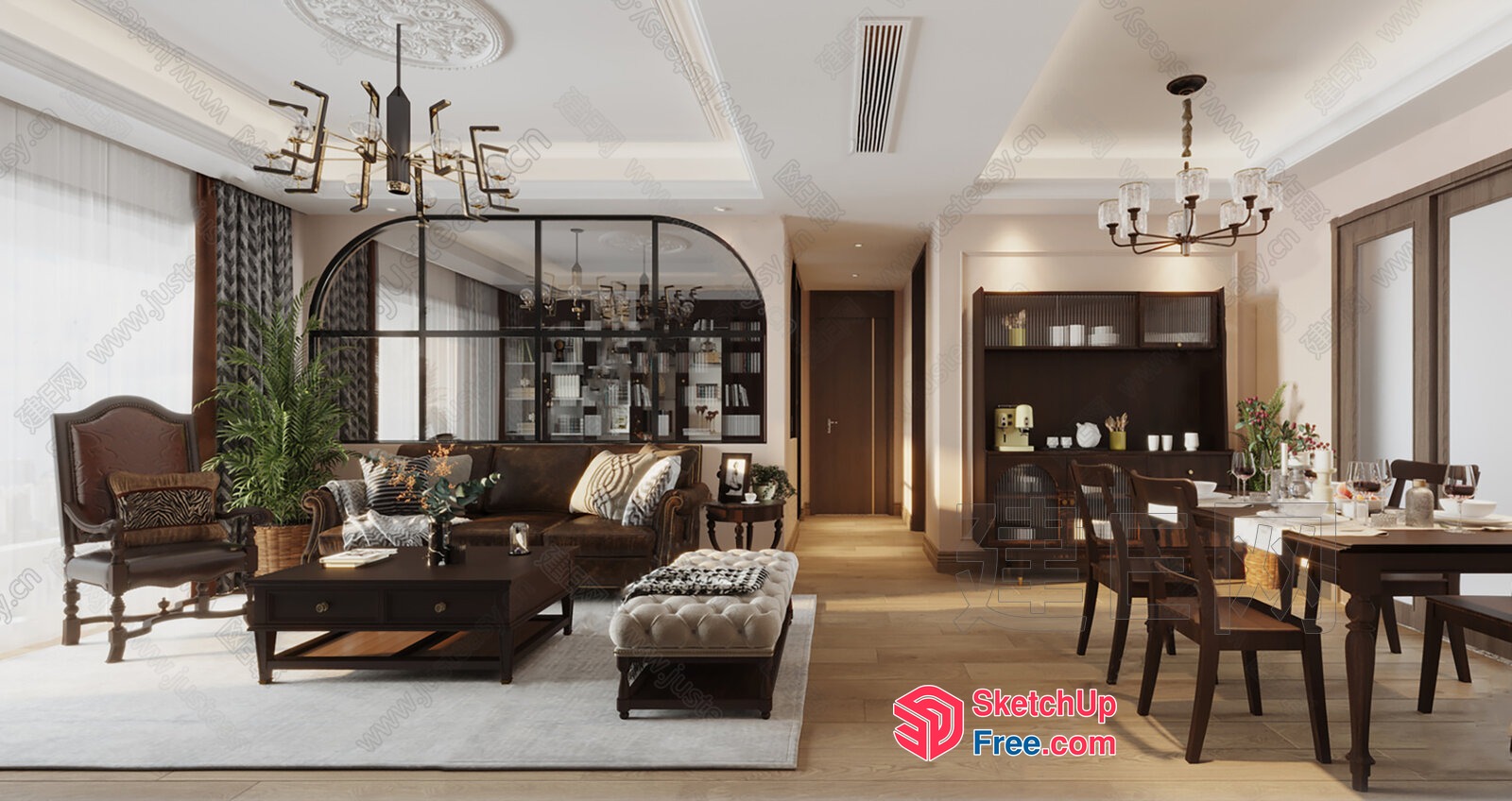 Classic Living Room With Elegant Furniture And Decor 3D SketchUp File