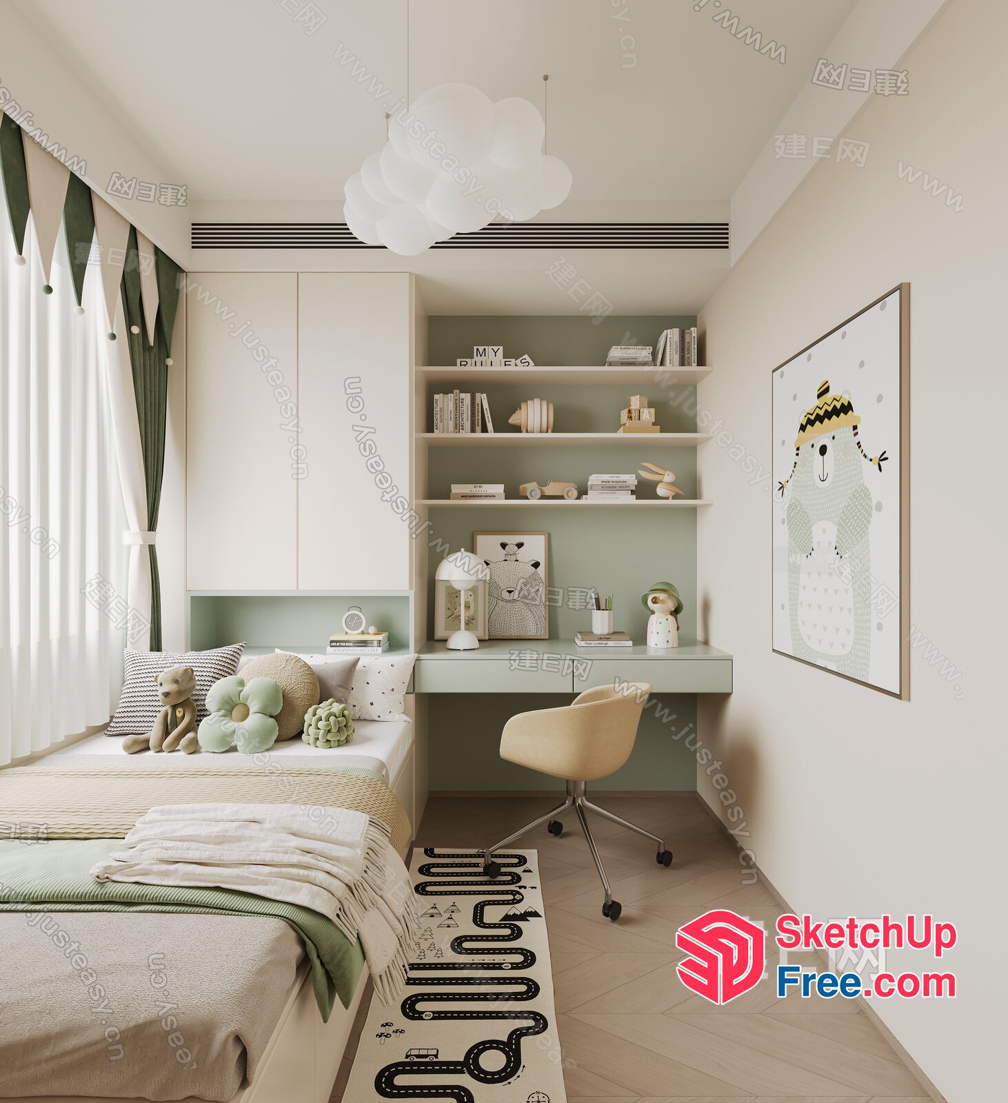 Cozy Minimalist Children'S Bedroom 3D SketchUp File