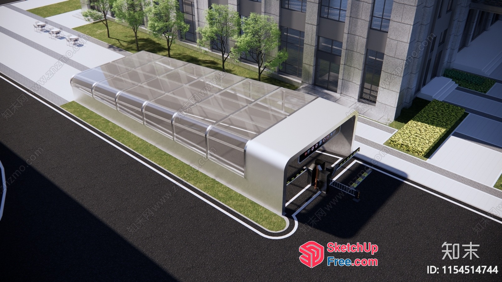 Modern Glass And Metal Structure Building 3D SketchUp File