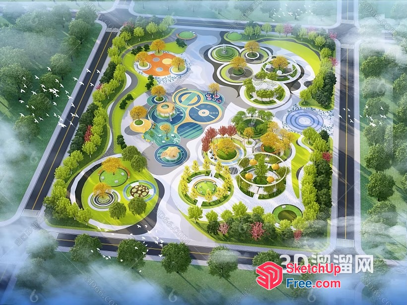 3D Park Landscape Rendering 3D SketchUp File