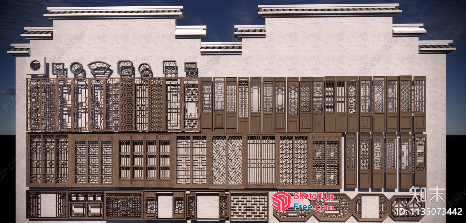 Ornate Balcony With Intricate Windows And Doors 3D SketchUp File