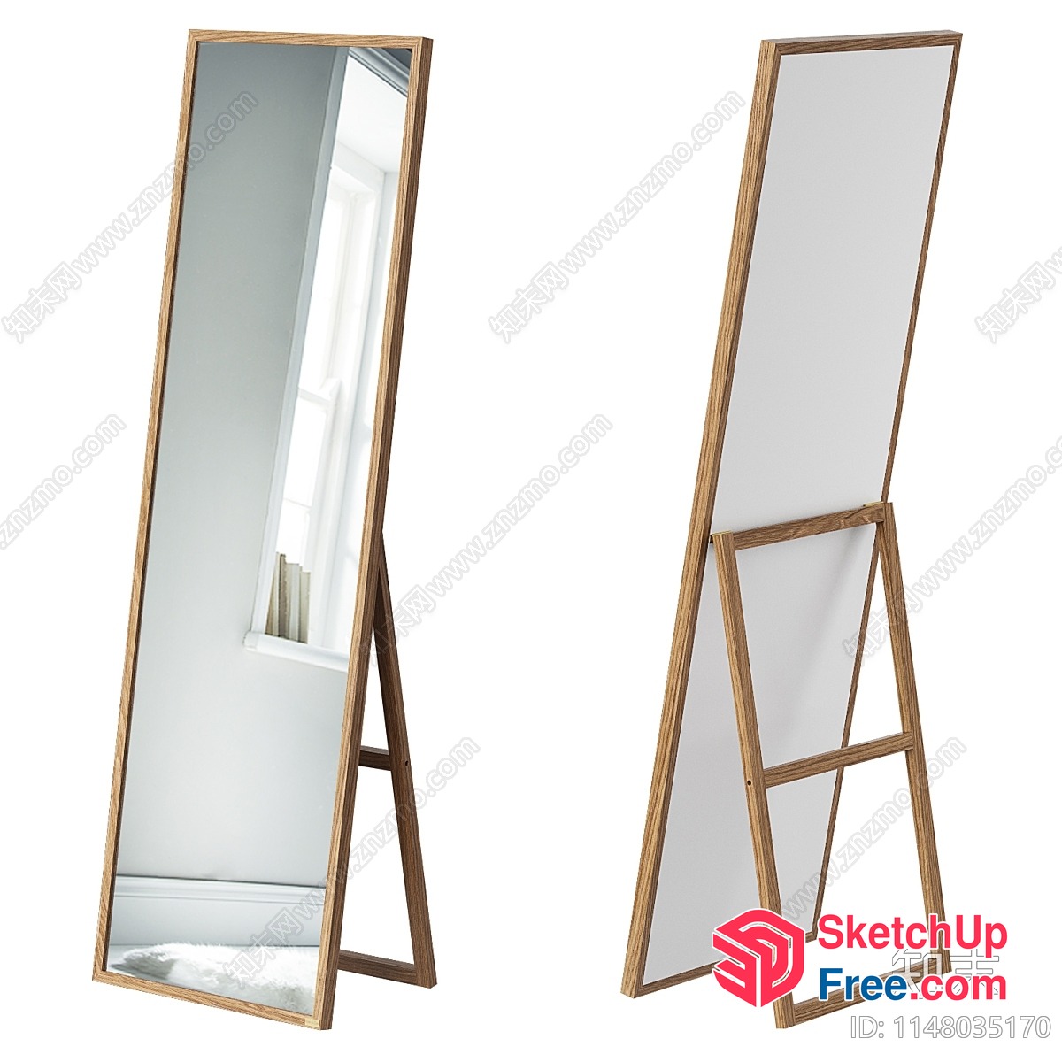 Full-Length Floor Mirror With Wooden Frame 3D SketchUp File