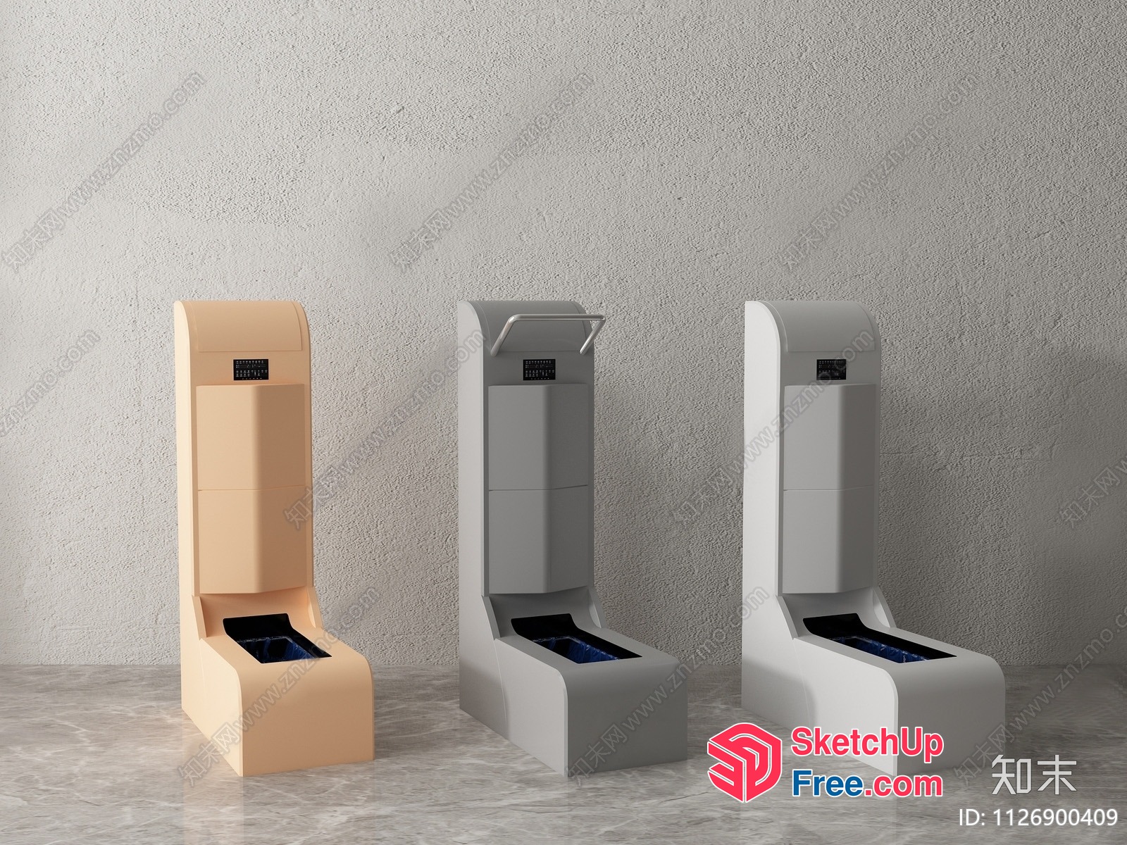 Three Tall, Narrow, Rectangular Water Fountains 3D SketchUp File