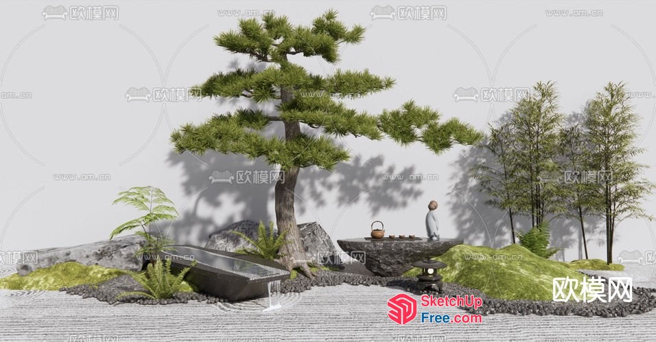 Serene Japanese Garden Scene 3D SketchUp File