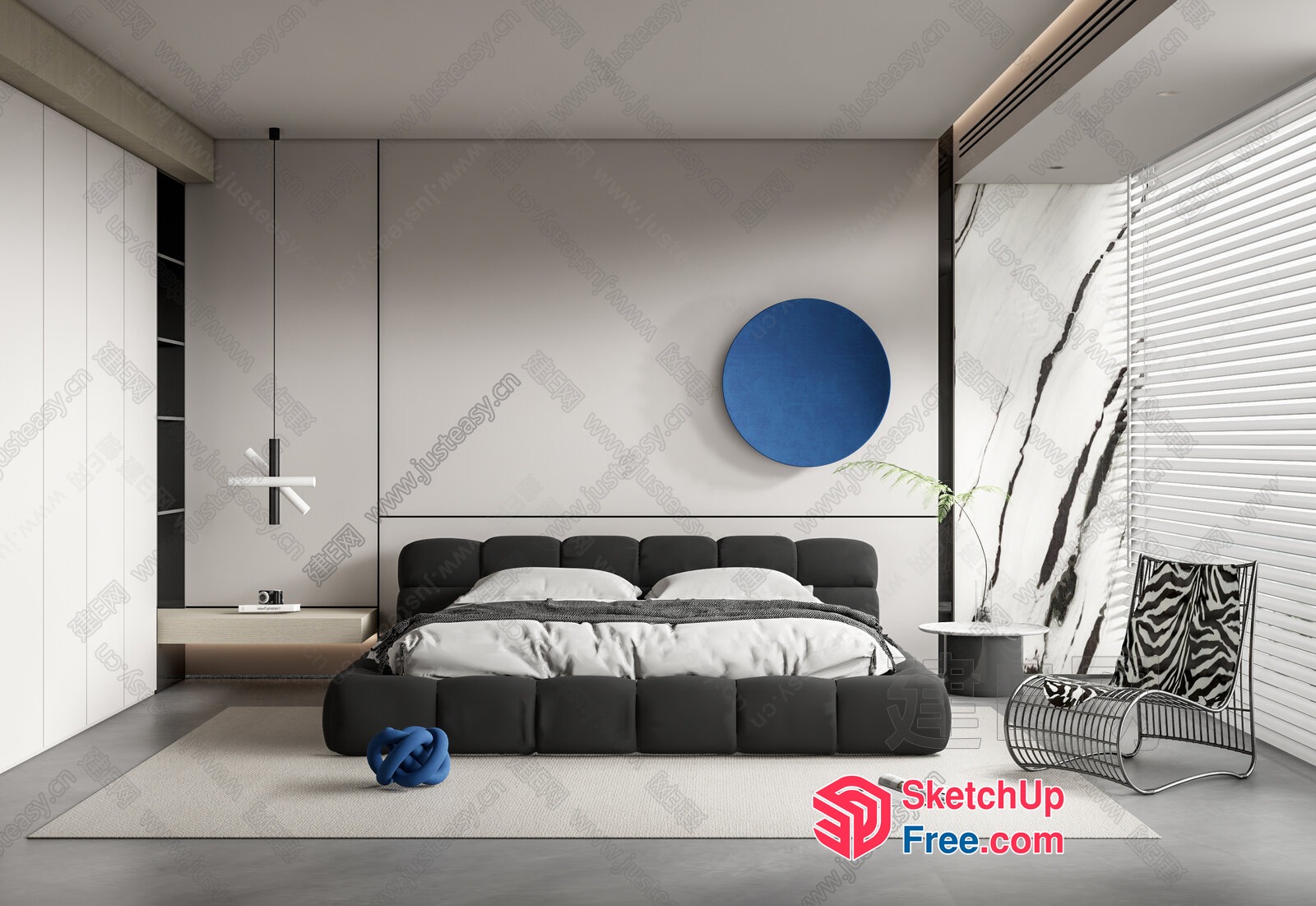 Modern Minimalist Bedroom Interior With Sleek Furniture 3D SketchUp File