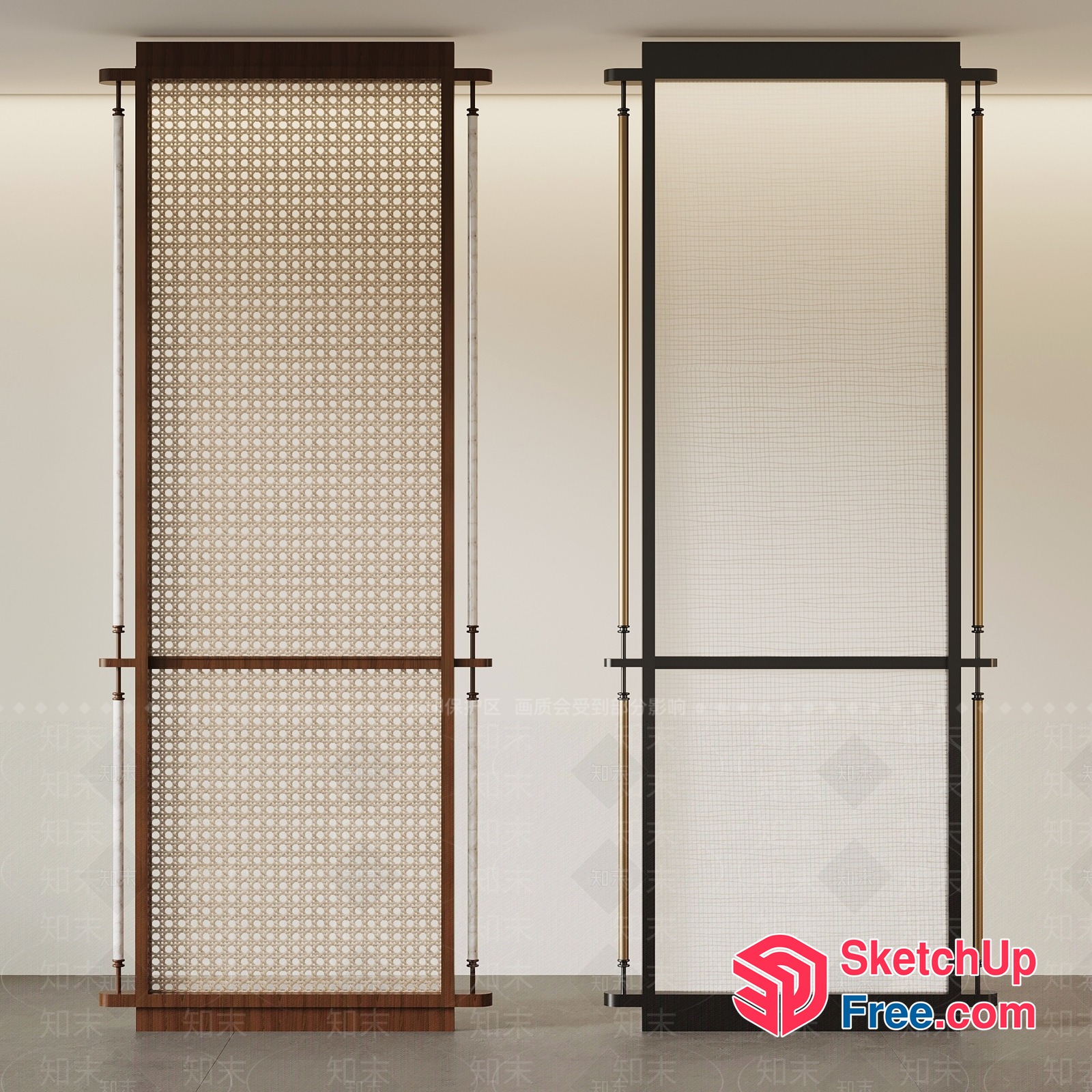 Elegant Partition Screen With Intricate Design 3D SketchUp File