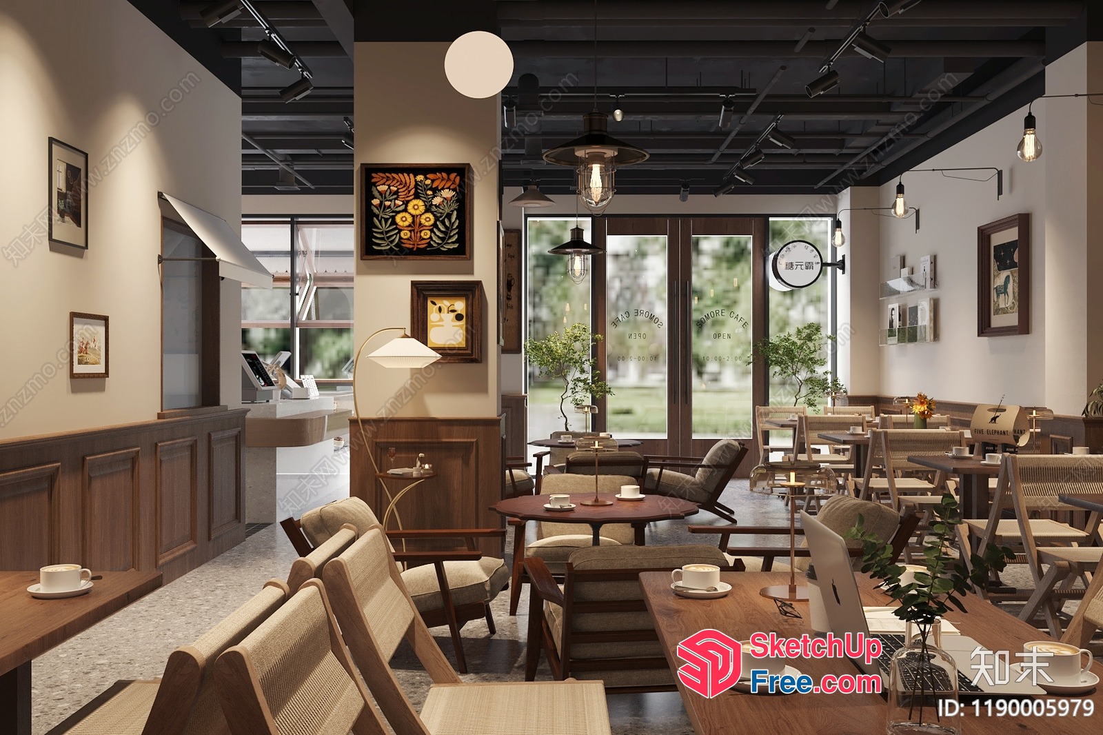 Elegant And Modern Cafe Interior 3D SketchUp File