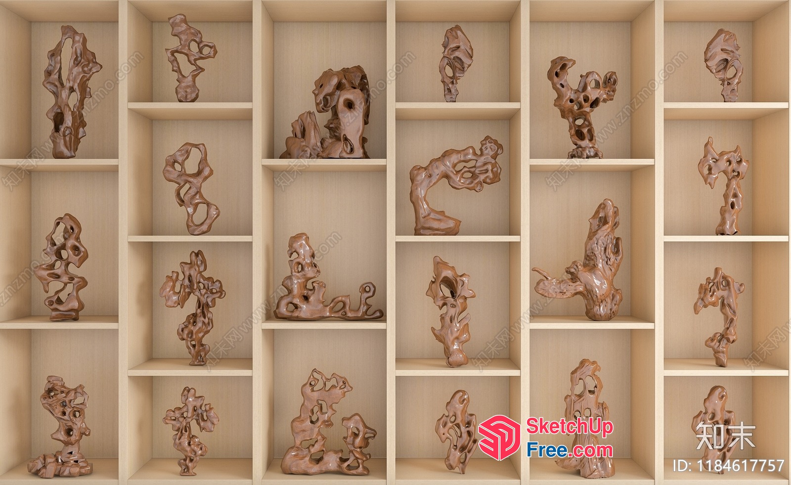 Elegant Wooden Shelf With Ornate Decorations 3D SketchUp File