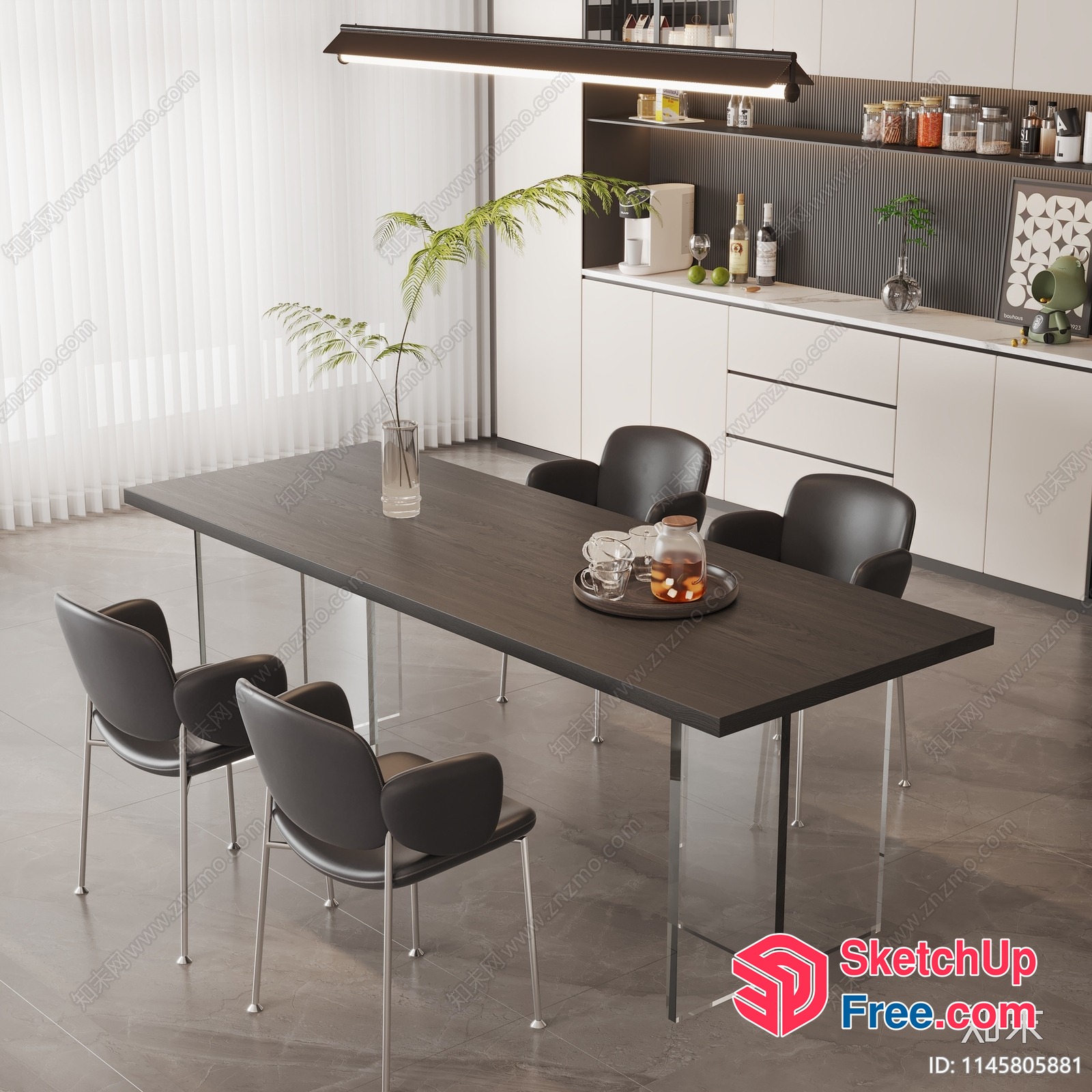 Modern Minimalist Kitchen Dining Room Interior 3D SketchUp File