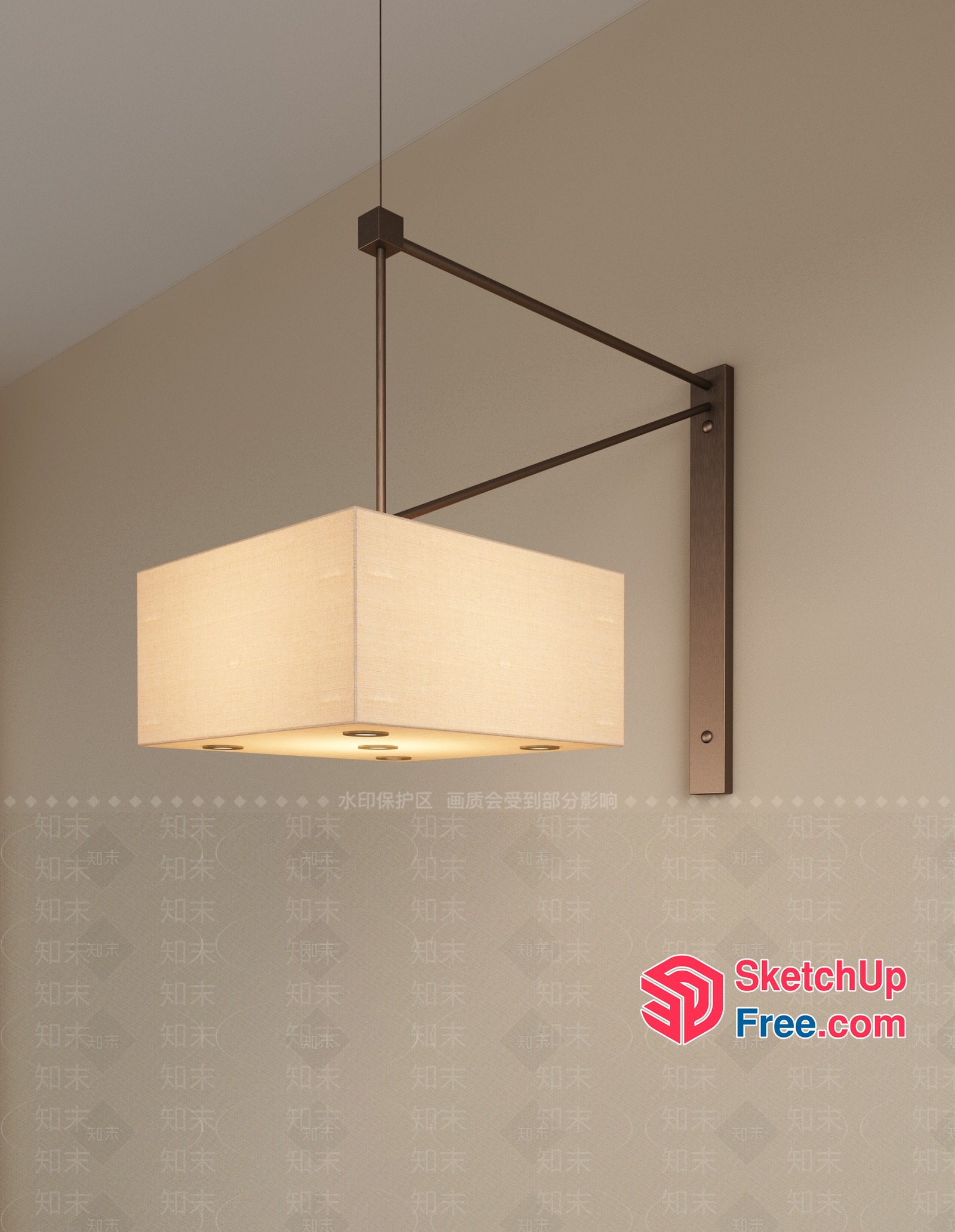 Hanging Light Fixture With Fabric Shade 3D SketchUp File