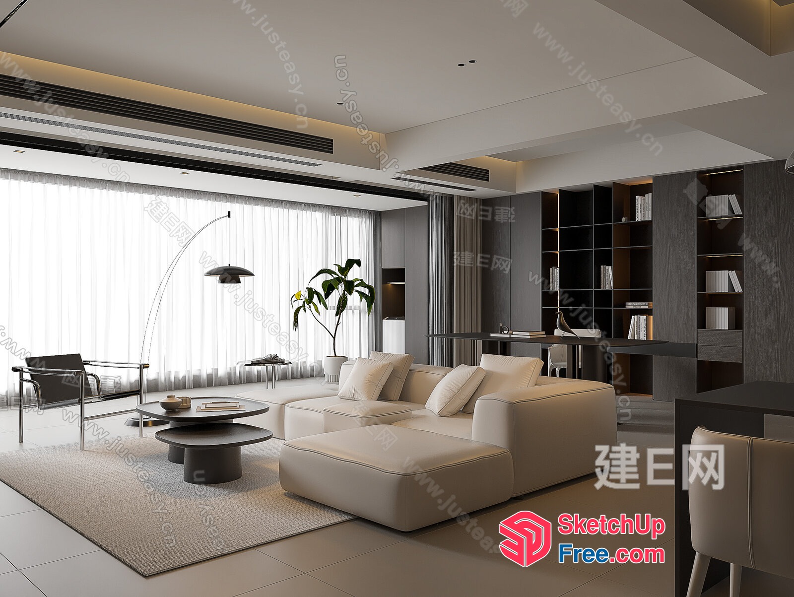 Modern Minimalist Living Room Design 3D SketchUp File